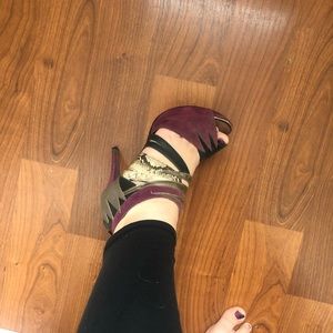 Purple & Black Snake print heels